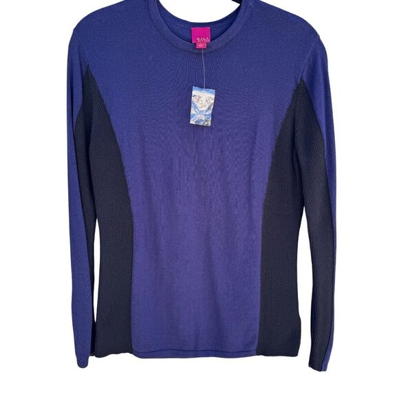 G.I.L.I. Womens Purple & Black Long Sleeve Cotton Blend Knit Sweater Top Size L - Picture 1 of 8
